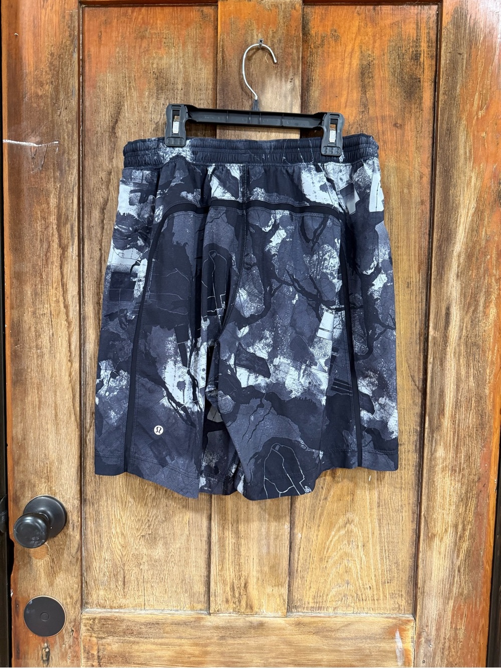 lululemon athletica Men’s Black and Gray Camo Swim Hybrids
